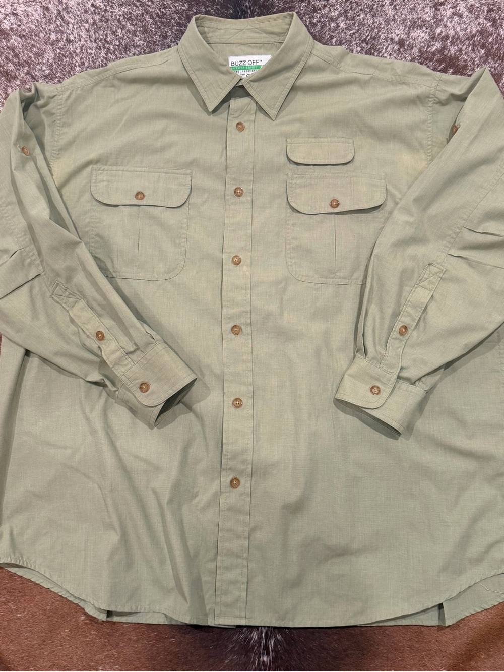 Orvis Buzz Off Insect Shield Olive Green Outdoor Shirt Men’s XL